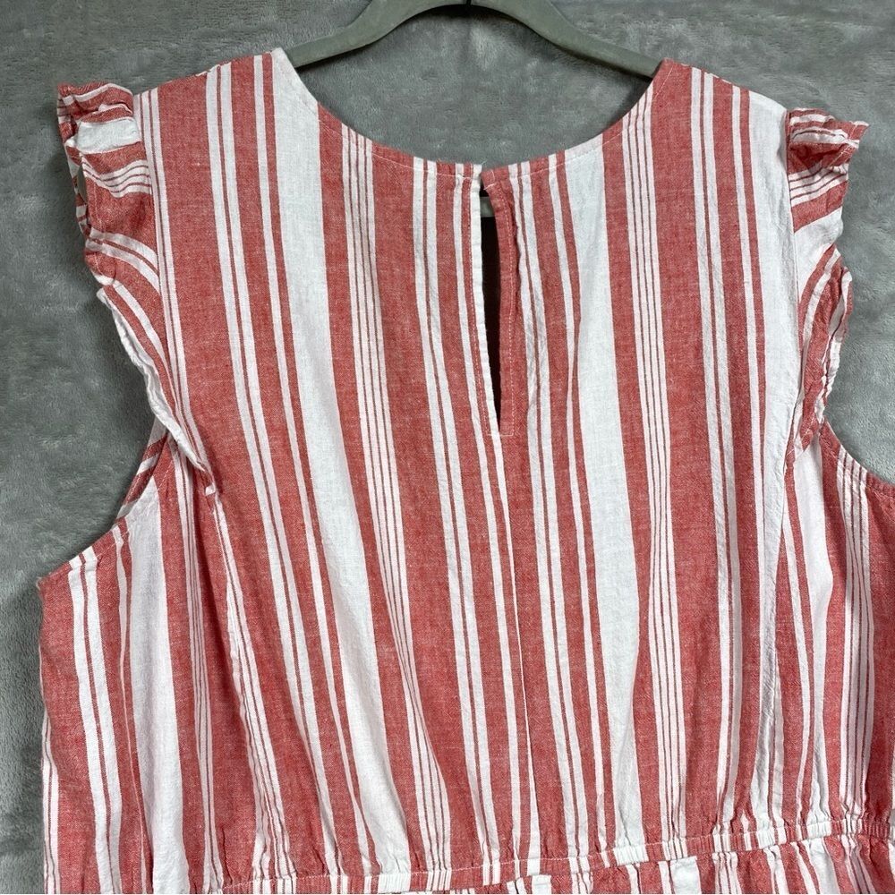 Old Navy Linen Blend Flutter Sleeve Crossover Red Striped Jumpsuit Sz XXL - Picture 7 of 9